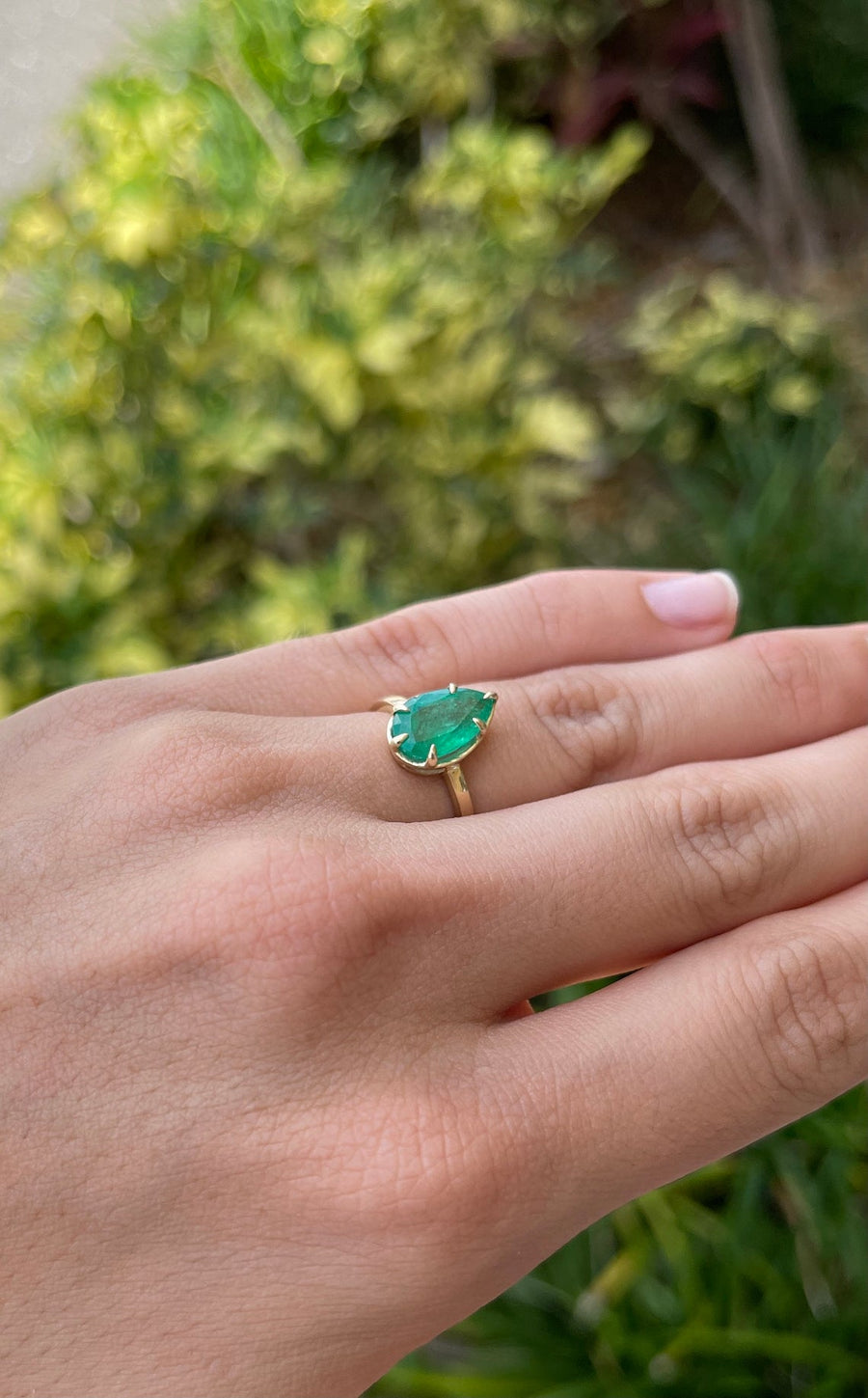 Emerald Solitaire 6-Prong Gold Ring