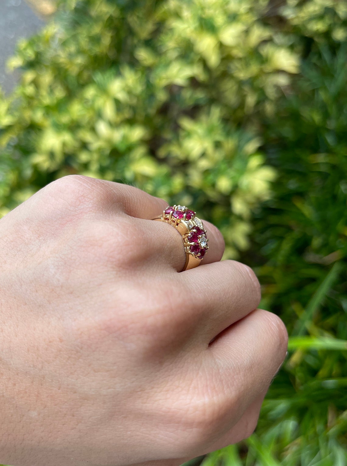 1.88tcw Natural Ruby & Diamond Wide Gold Band 18K