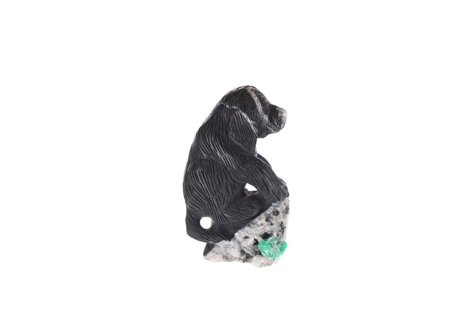 Exquisite Dog-Shaped Rough Emerald Crystal Statue from Colombia