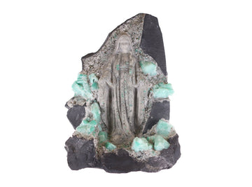 Emerald Virgin Mary Sculpture: Unfinished Colombian Crystal Artwork