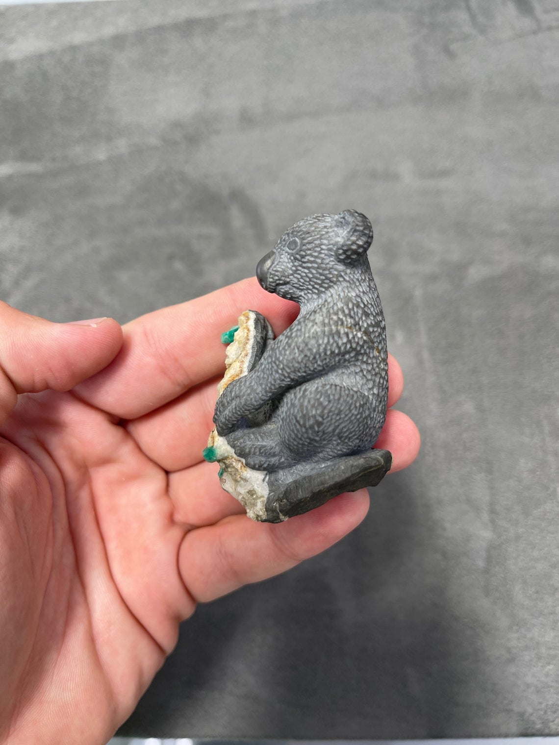 Colombian Emerald Koala Rough Crystal Sculpture