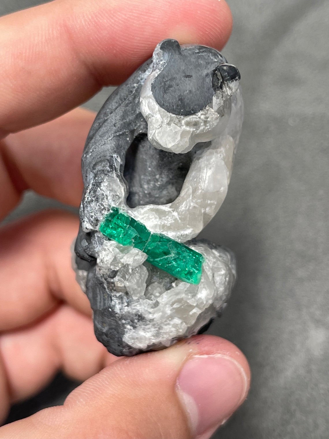 Colombian Emerald Bear Rough Crystal Sculpture