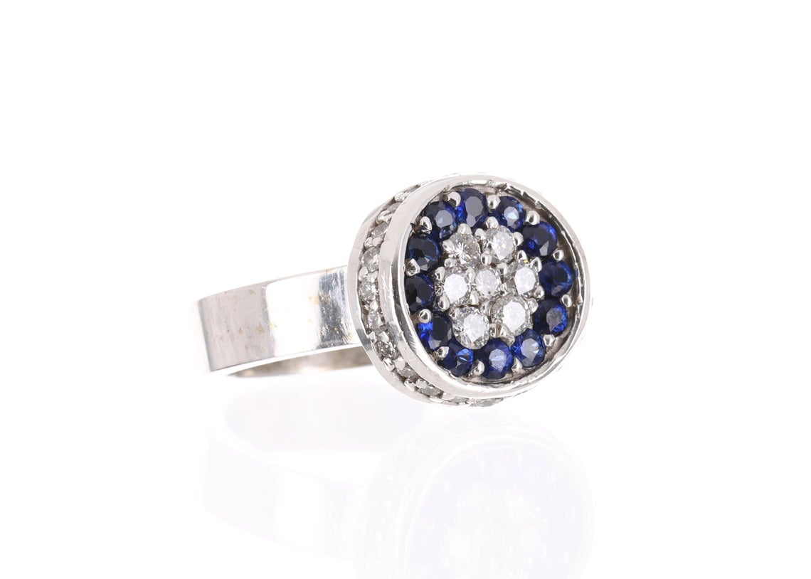 1.25tcw AAA+ Natural Blue Sapphire & Diamond Ring 14K