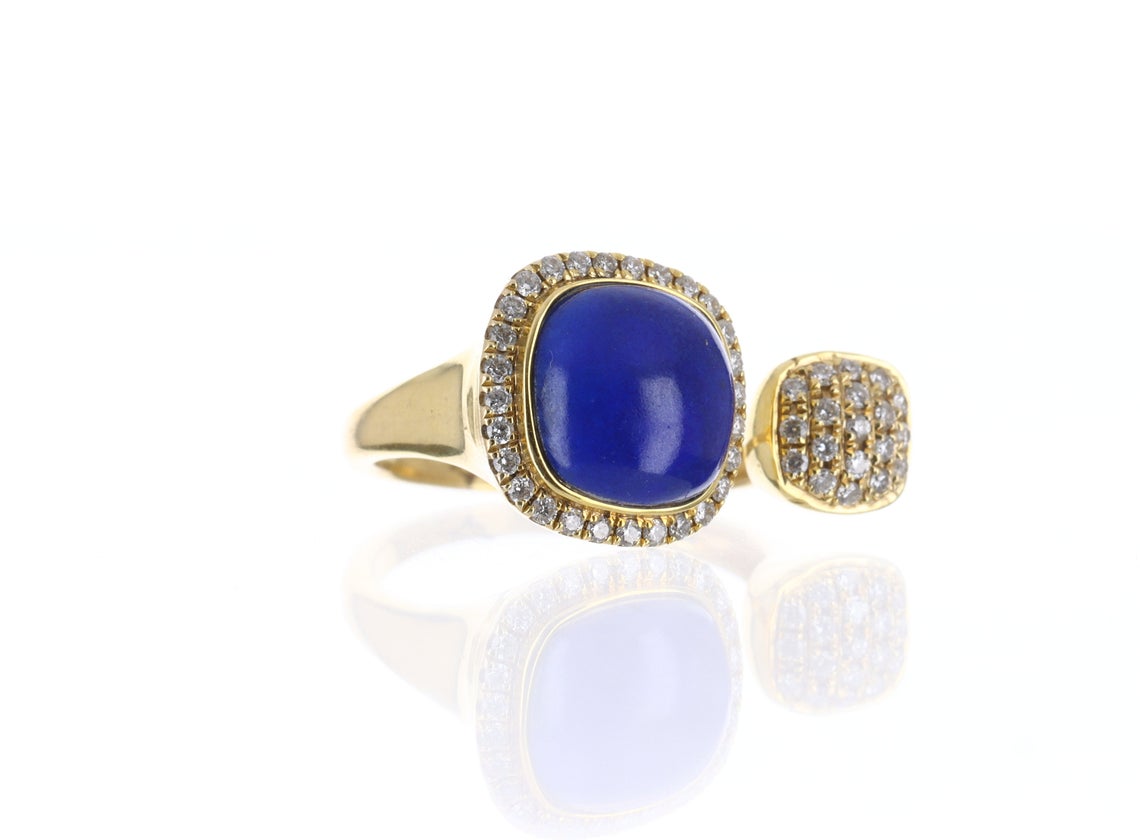 Toi Et Moi Lapis Lazuli Diamond Cuff Ring 14K