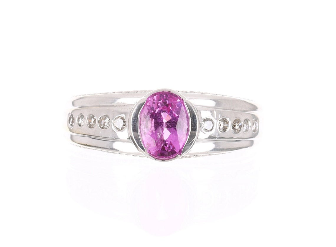 AAA+ Natural Pink Tourmaline & Diamond Ring