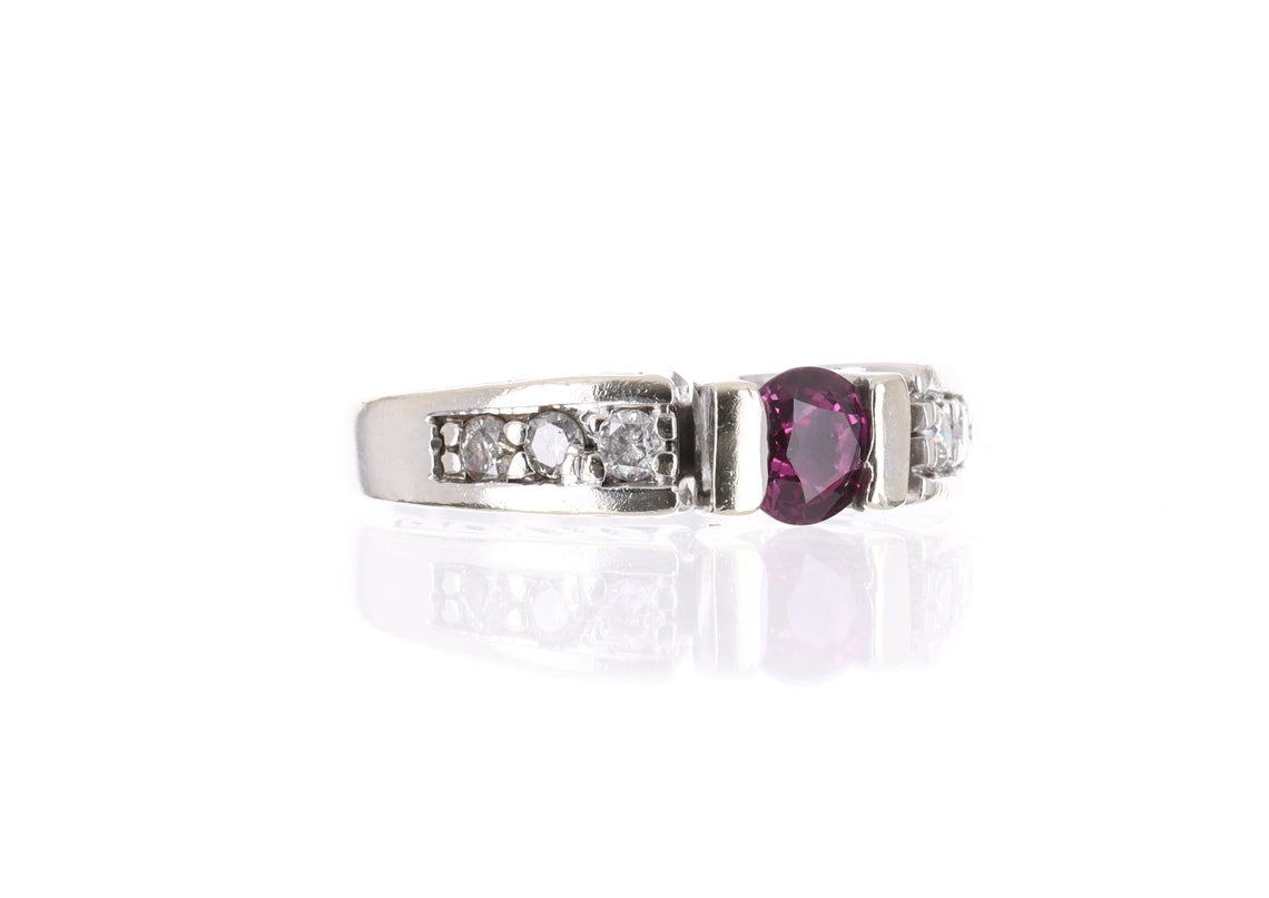 AAA+ 14K Natural Rubellite & Diamond Ring