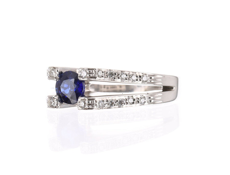 18K Natural Purple-Blue Tanzanite & Diamond Ring