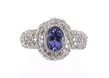 2.32tcw 14K French Vintage Fifties Art Deco platinum diamond sapphire engagement ring