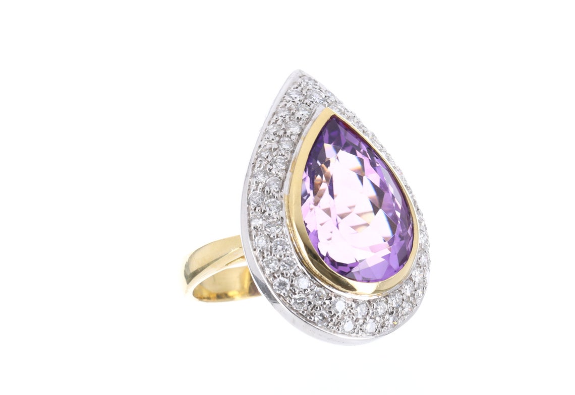 16.65tcw Pear Amethyst & Pave Diamond