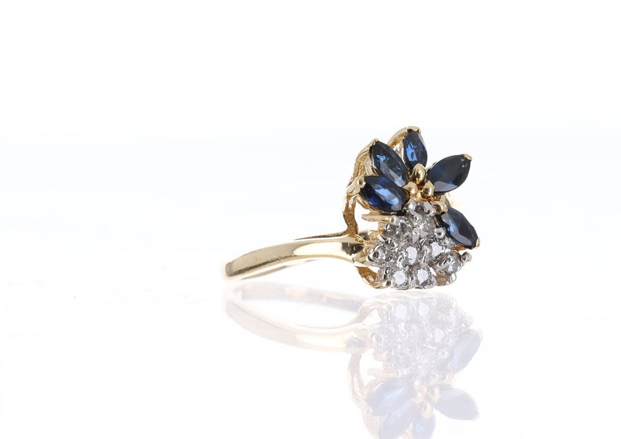 Gold Diamond Ring 0.53tcw Yellow Gold Sapphire & Diamond Ring 14K
