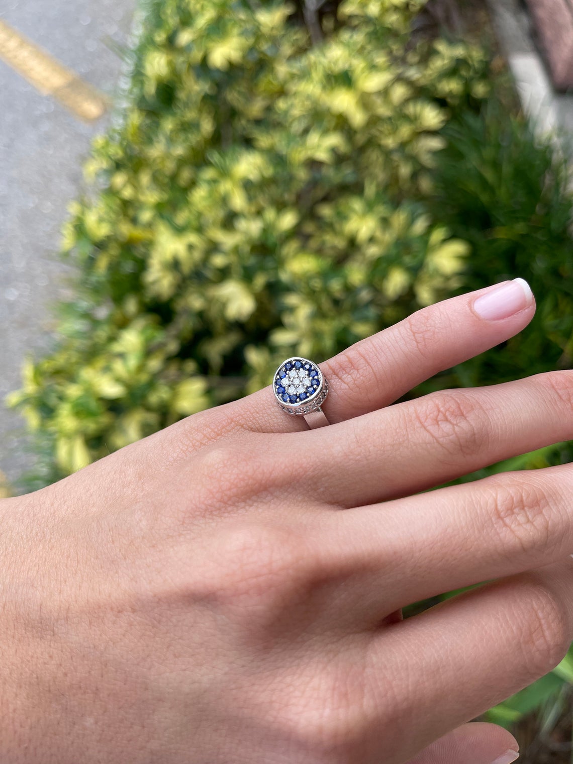 1.25tcw AAA+ Natural Blue Sapphire & Diamond Ring 14K