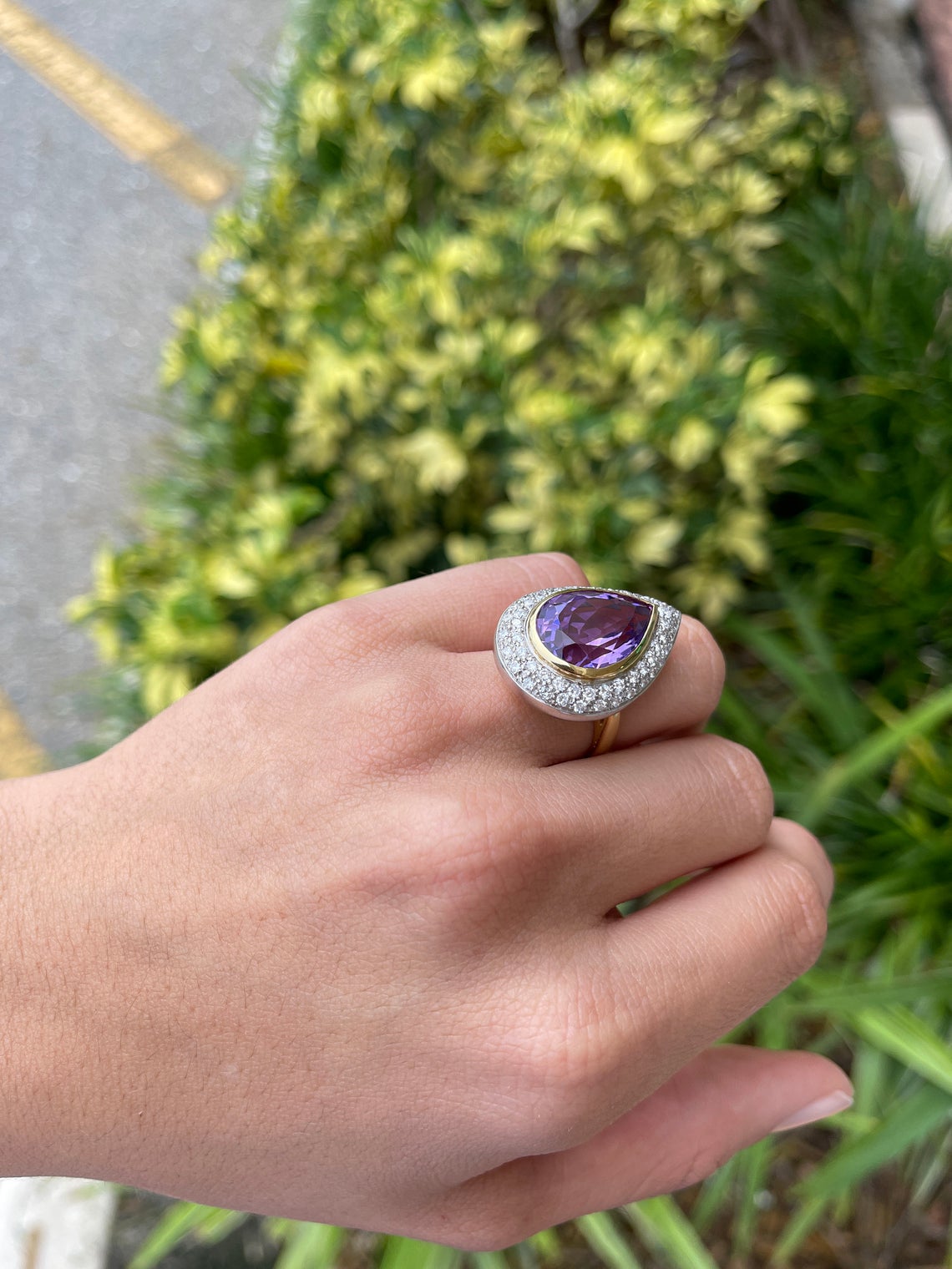 Amethyst & Pave Diamond Cocktail Ring