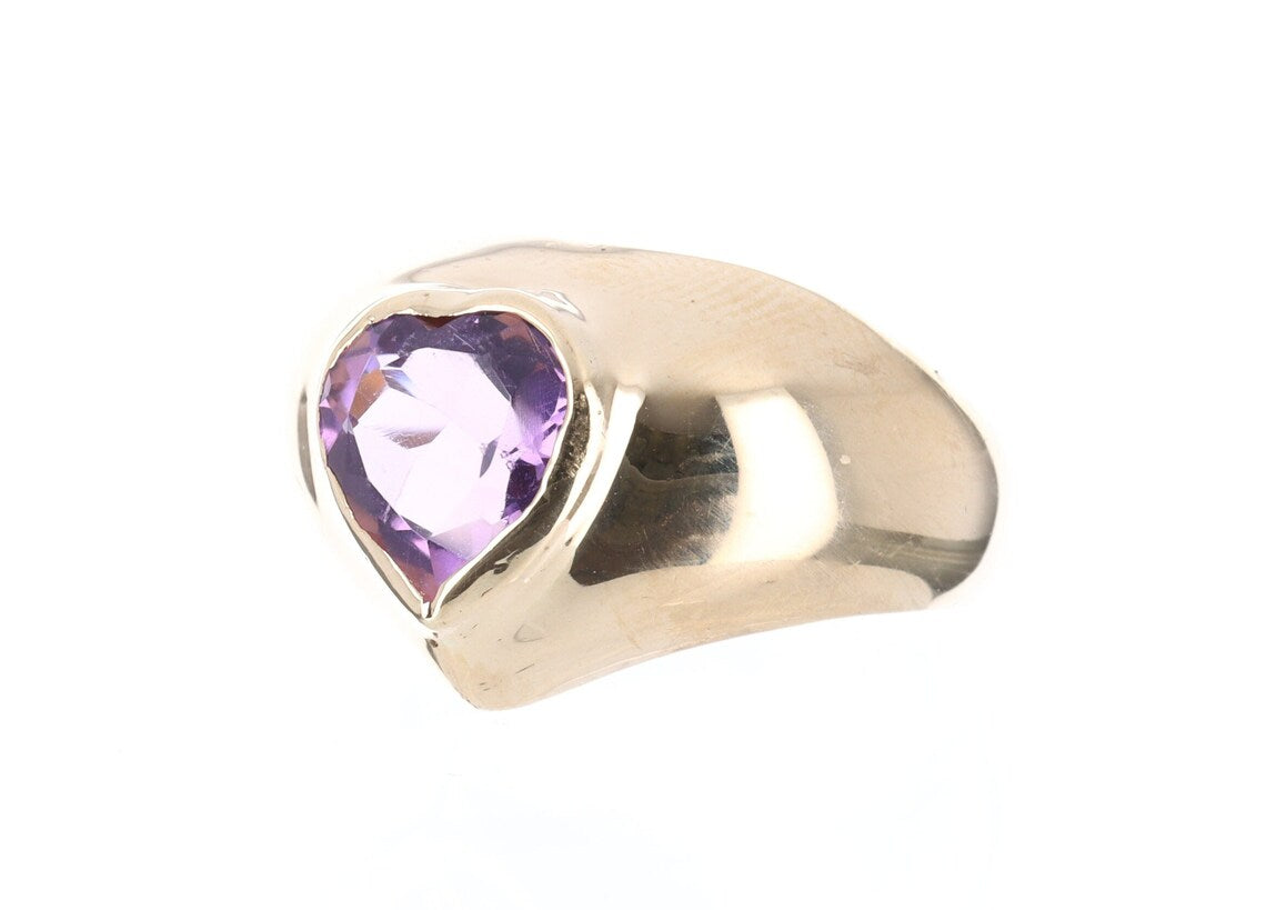 2.50 Carat Amethyst Heart Solitaire Ring 14K