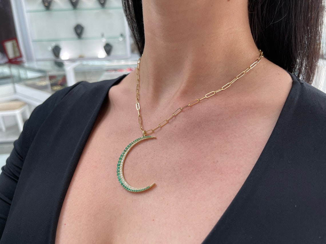 Diamond Crescent Moon Pendant