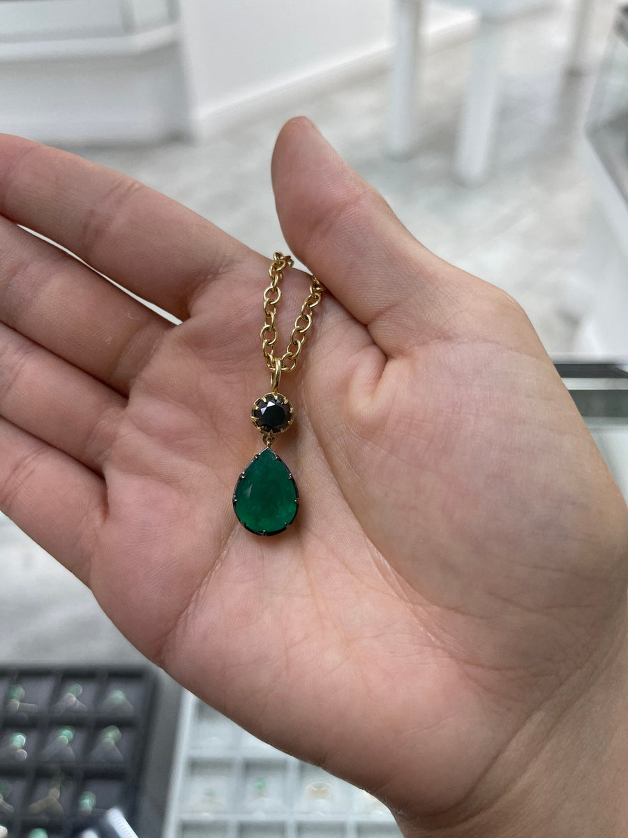 6.91ct 18K Colombian Emerald  Diamond Necklace