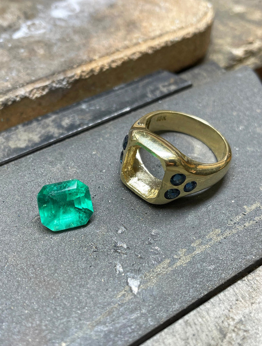 18K Emerald & Blue Sapphire