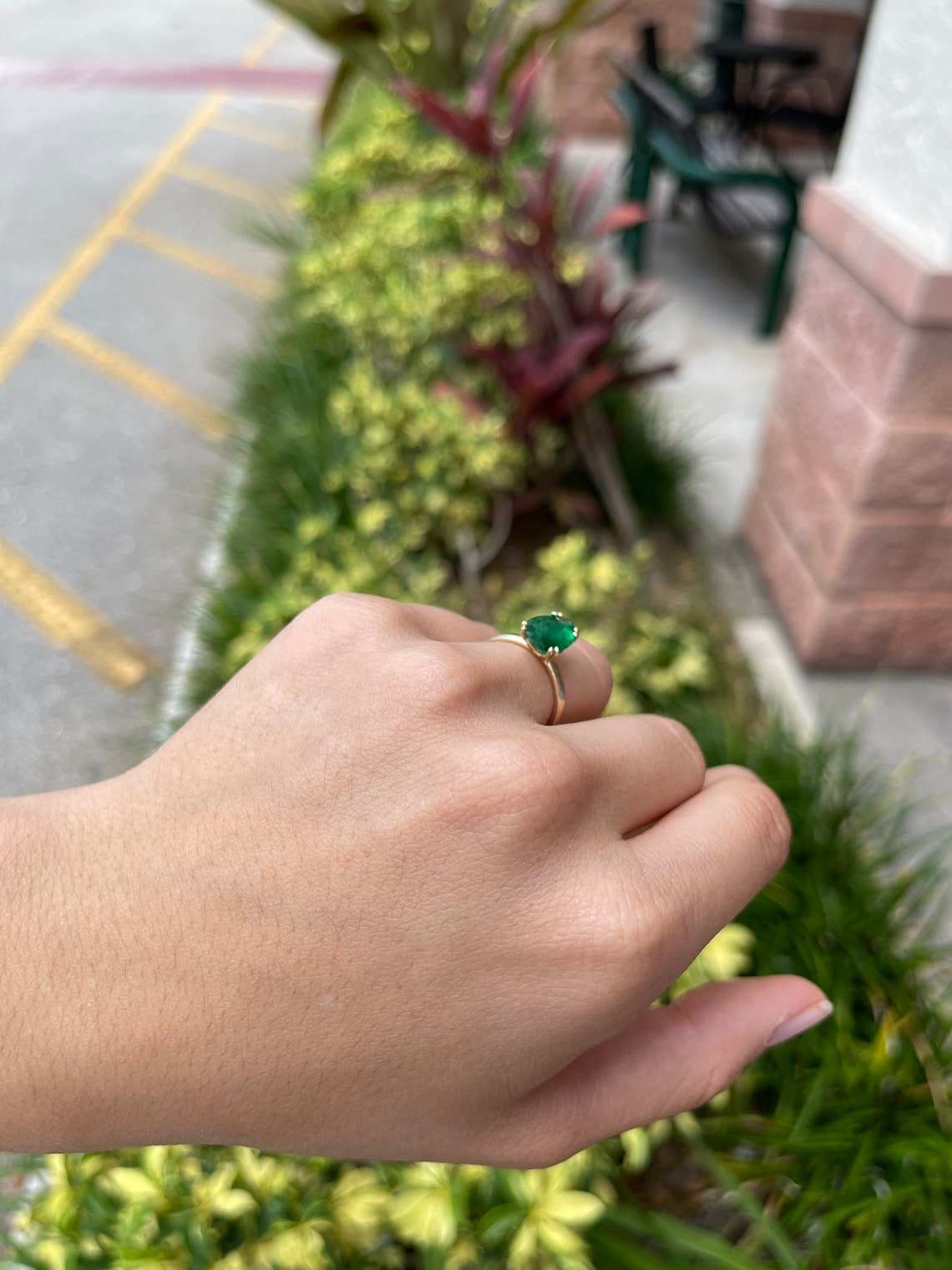 Radiant 14K Gold Ring with 2.10cts Pear Emerald Solitaire - Classic Charm