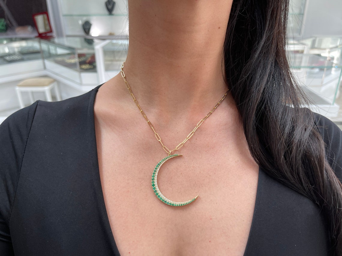  Diamond Crescent Moon Pendant