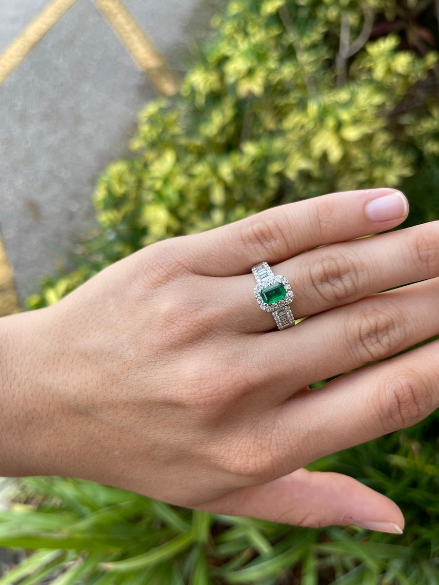 Effy Brasilica 14K White Gold Fine Emerald and Diamond Ring
