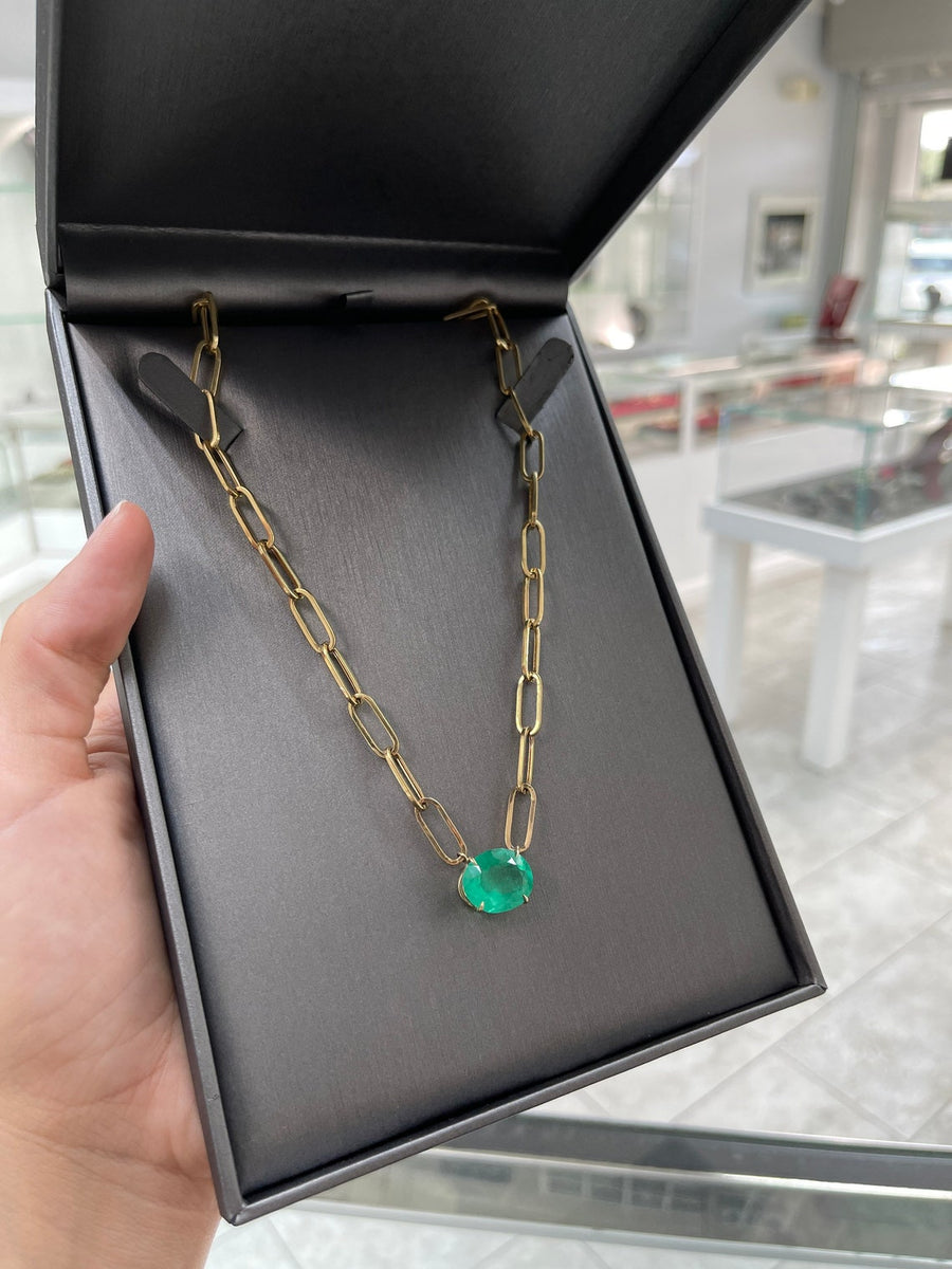 East to West Oval Colombian Emerald Necklace