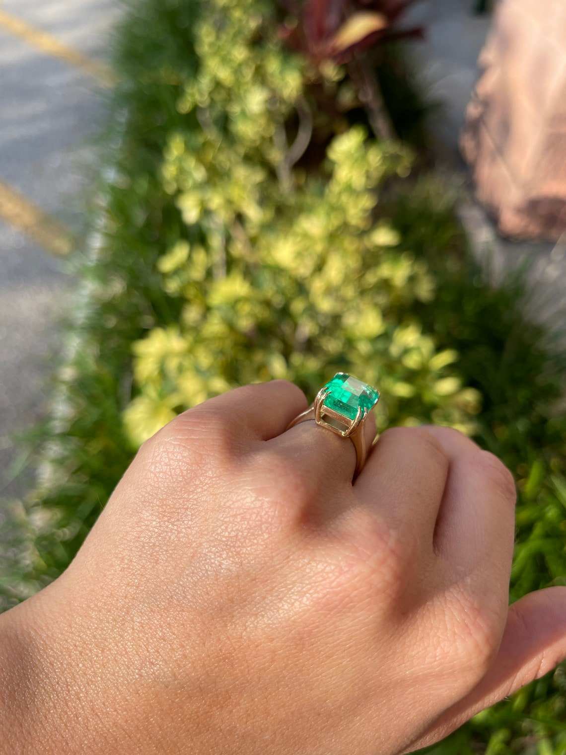 Colombian Emerald-Emerald Cut Solitaire Ring