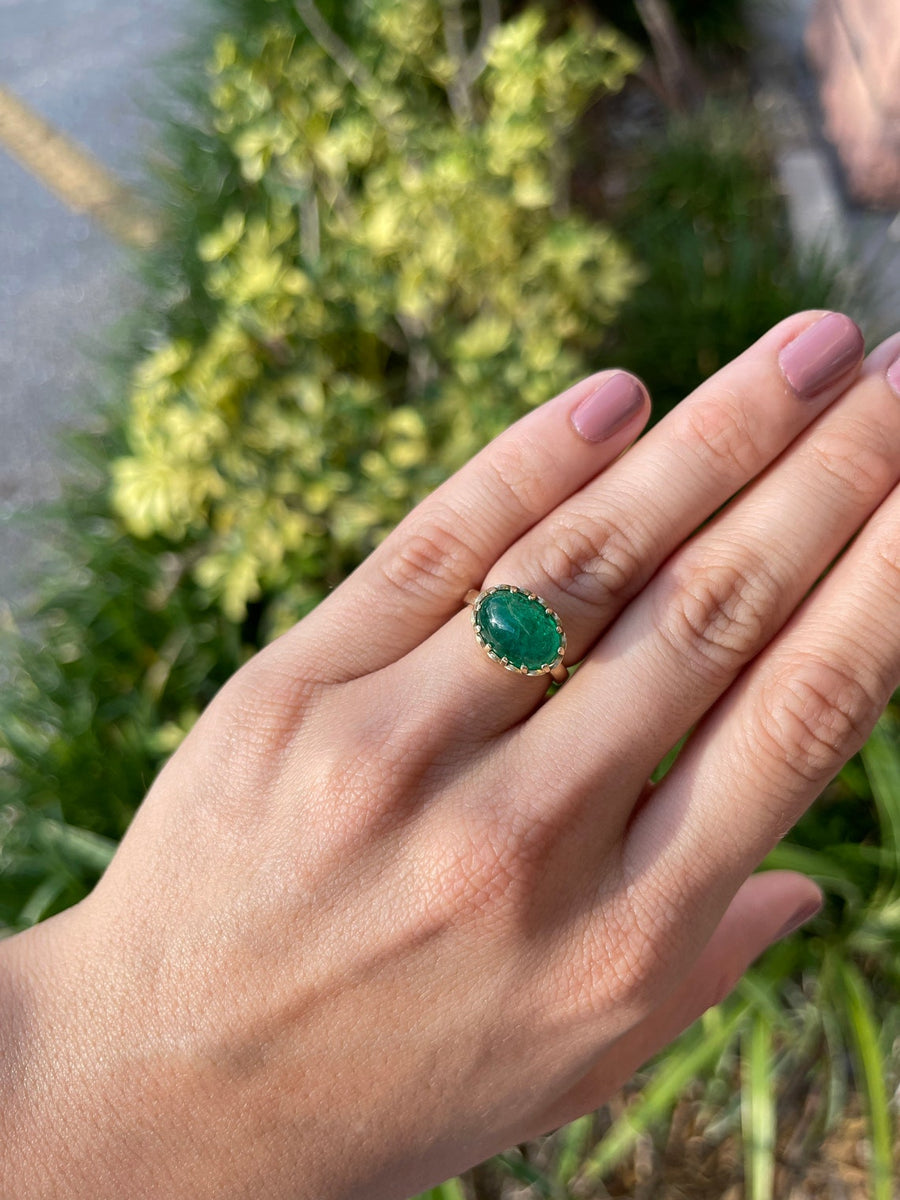 Emerald Cut Natural Emerald Ring Vintage 100% Zambian Emerald Ring