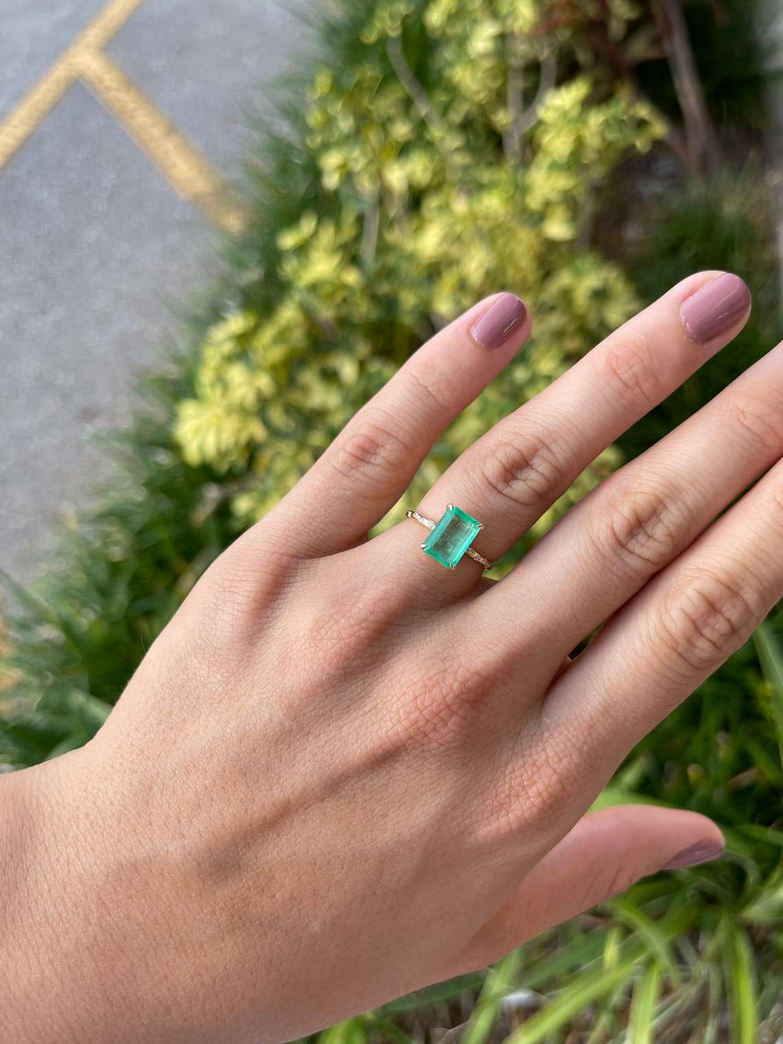 Chic and Sophisticated: Colombian Emerald & Sprinkled Diamond Accent 2.48tcw Ring in 14K Gold