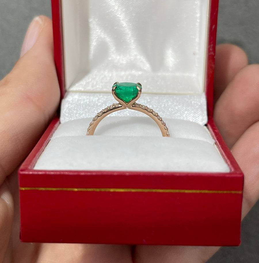 1.50tcw Vibrant Green Colombian Emerald & Diamond Engagement