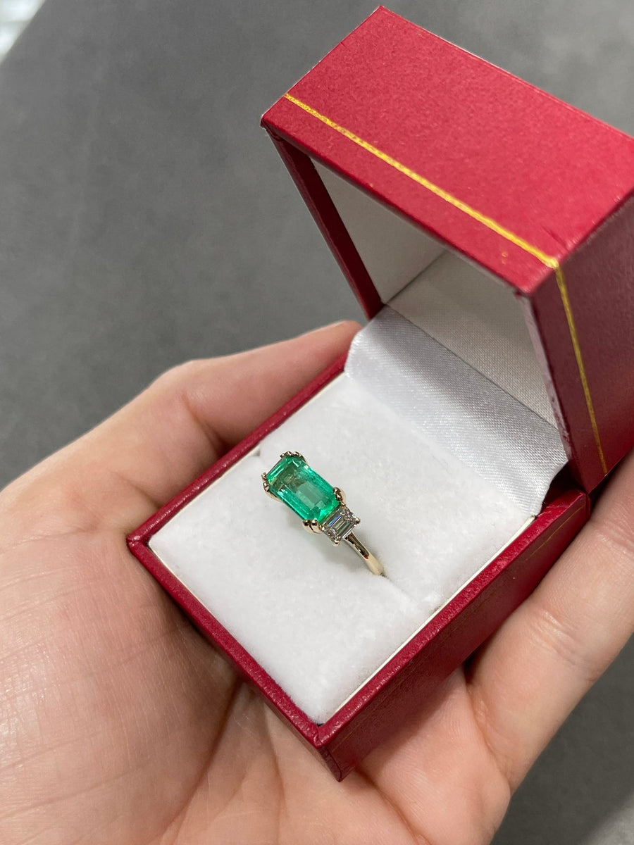  Emerald & Emerald Cut Diamond Engagement Ring 3.64tcw