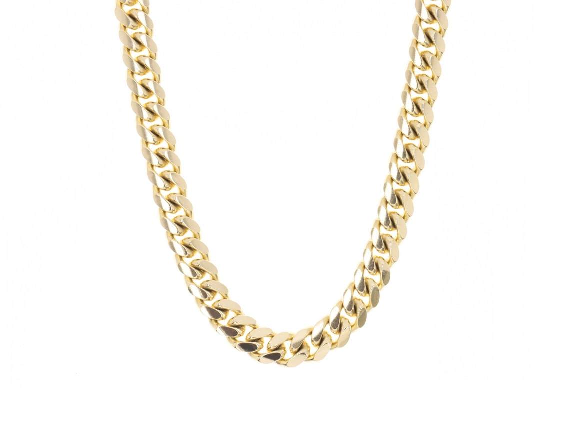 Hollow Gold Miami Cuban Link Necklace 10K 8 MM - JR Colombian Emeralds