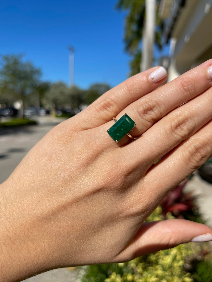 5.20ct Emerald Engagement Four Prong Ring 14K review image