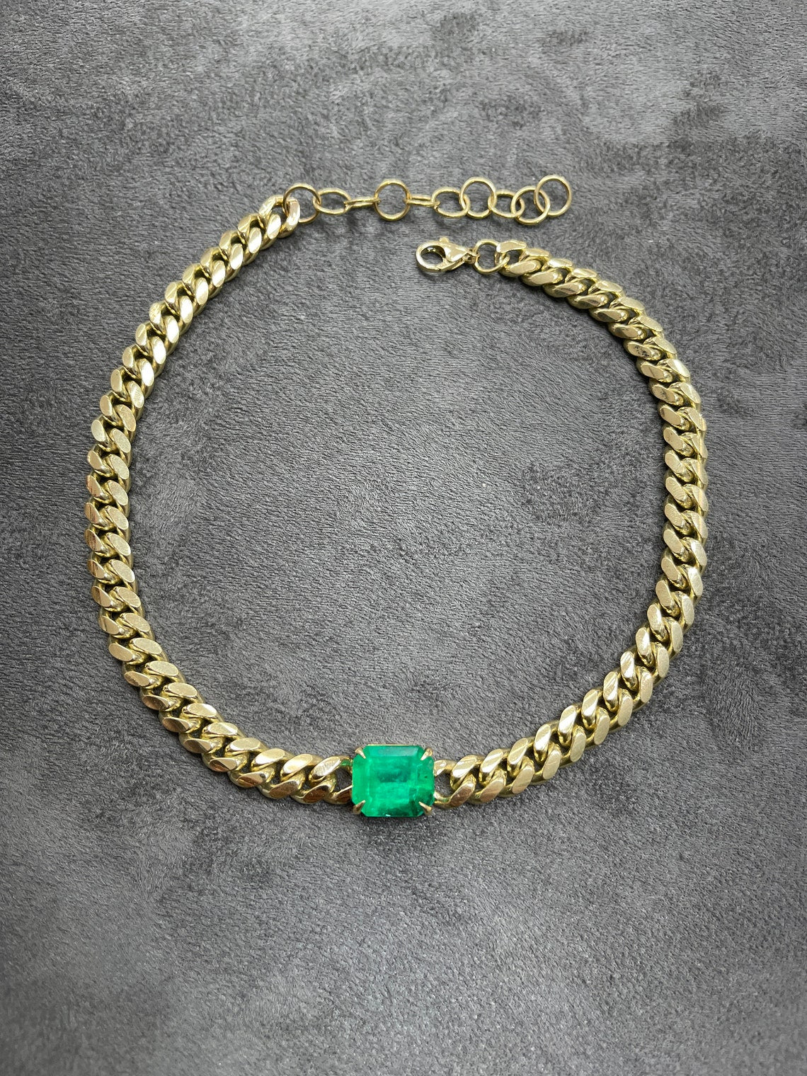 14K East to West Jumbo Emerald Cut Solid Gold Choker 