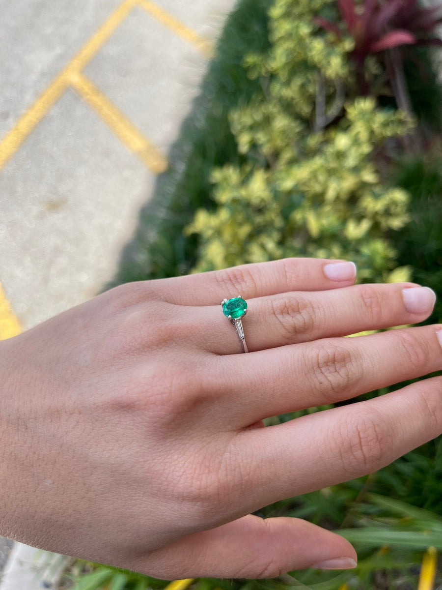 Emerald Oval Cut & Tapered Baguette Diamond Bracele