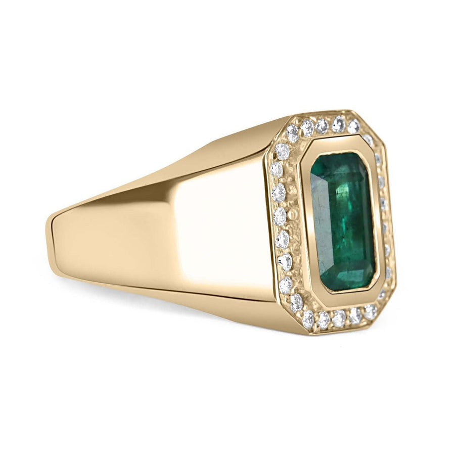 2.80tcw Natural Emerald & Diamond Men's Cocktail Ring 14K