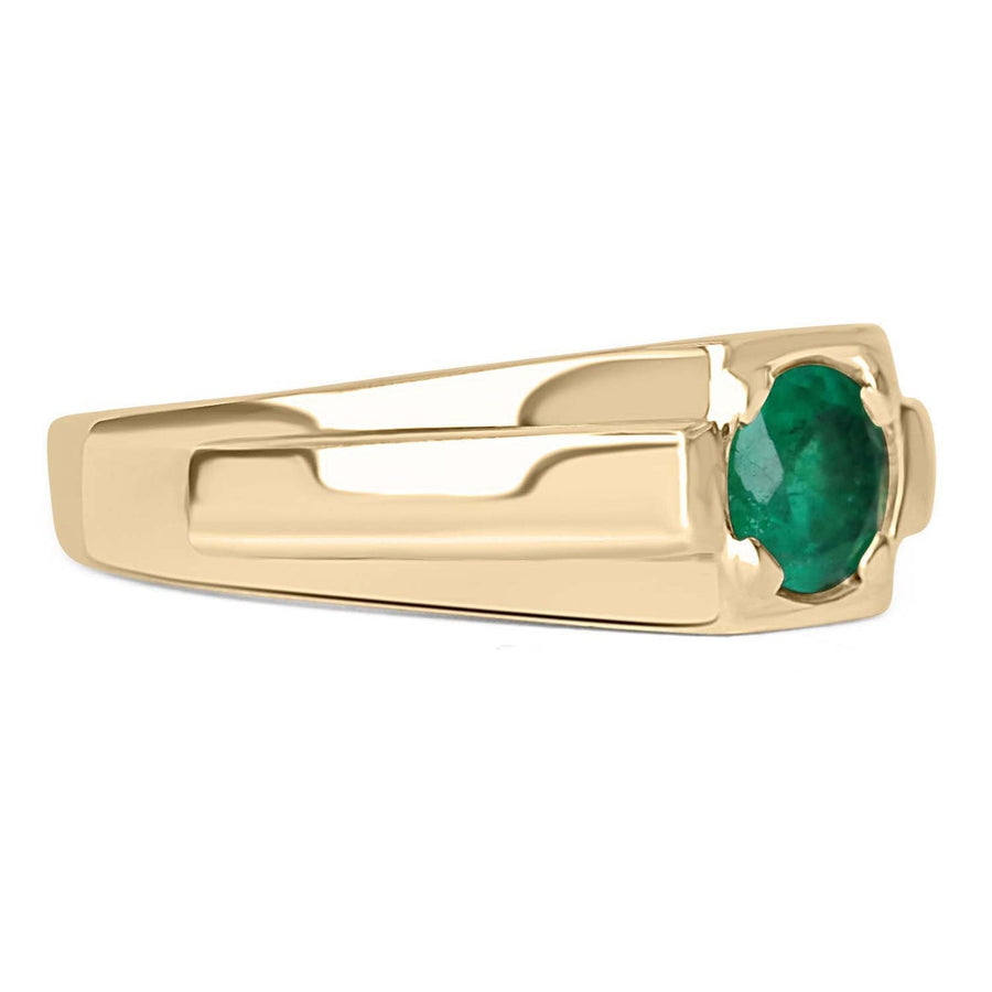 0.75 ct Round shape Real Emerald Men's 4 Prong Solitaire Masculine Ring 14K