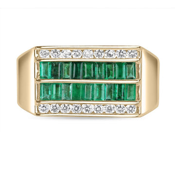 1.41tcw 14K Emerald & Diamond Men's Ring