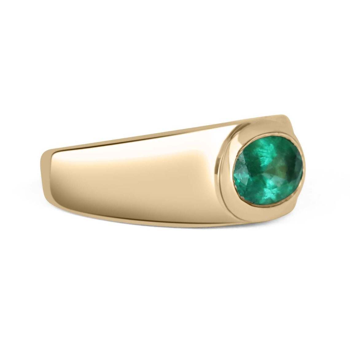 Oval Emerald Gypsy Bezel Set Ring