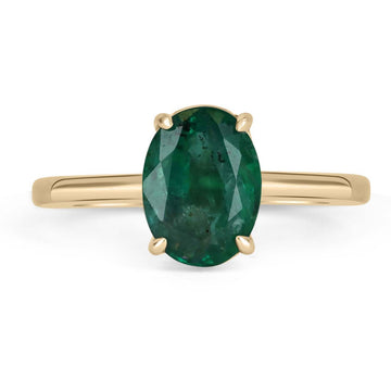 2.30cts 4-Prong Oval Emerald Solitaire Ring 14K