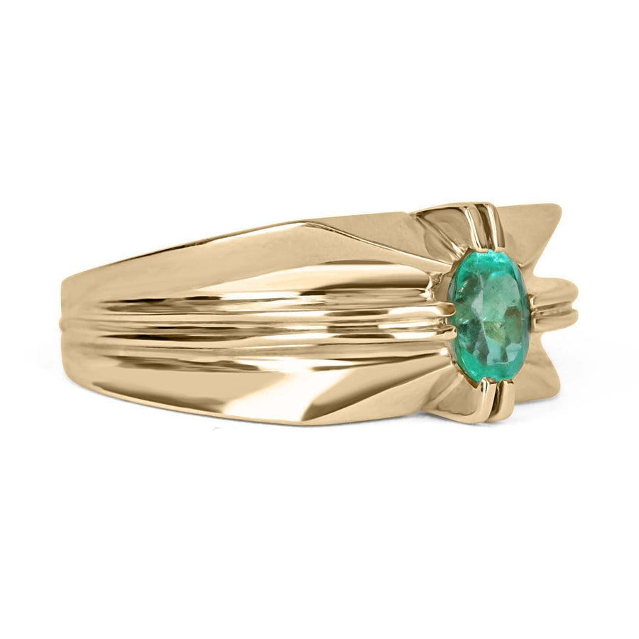Carat Oval Emerald Men's Solitaire Ring