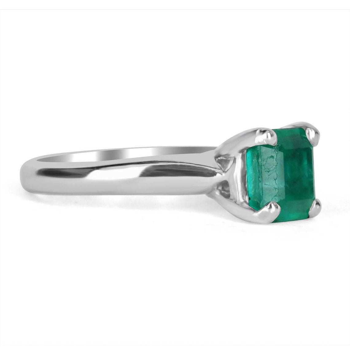 1.95cts White Gold Natural Colombian Emerald Solitaire Ring 14K