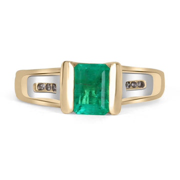 0.92tcw Colombian Emerald Cut & Diamond Accent Ring 14K