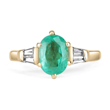 2.36tcw Five Stone Oval Emerald & Diamond Ring 14K