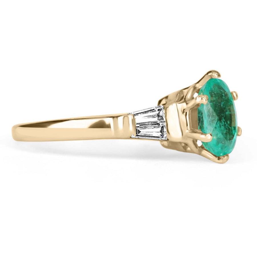 Five Stone Oval Emerald & Diamond Ring