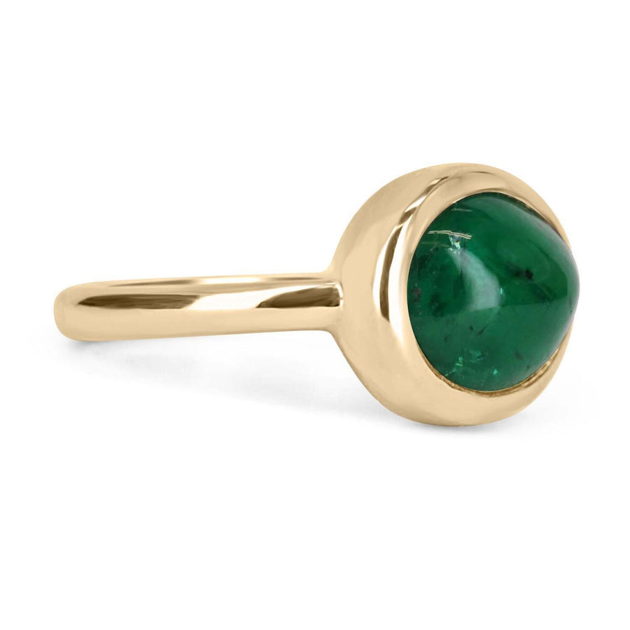 14K Natural Emerald Cabochon Solitaire Ring