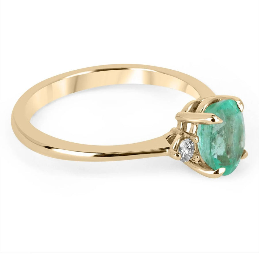 2.55tcw 14K Three Stone Oval Emerald & Diamond Ring