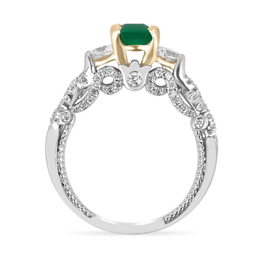 2.41tcw Emerald & Diamond Three Stone with Accents Ring 14K