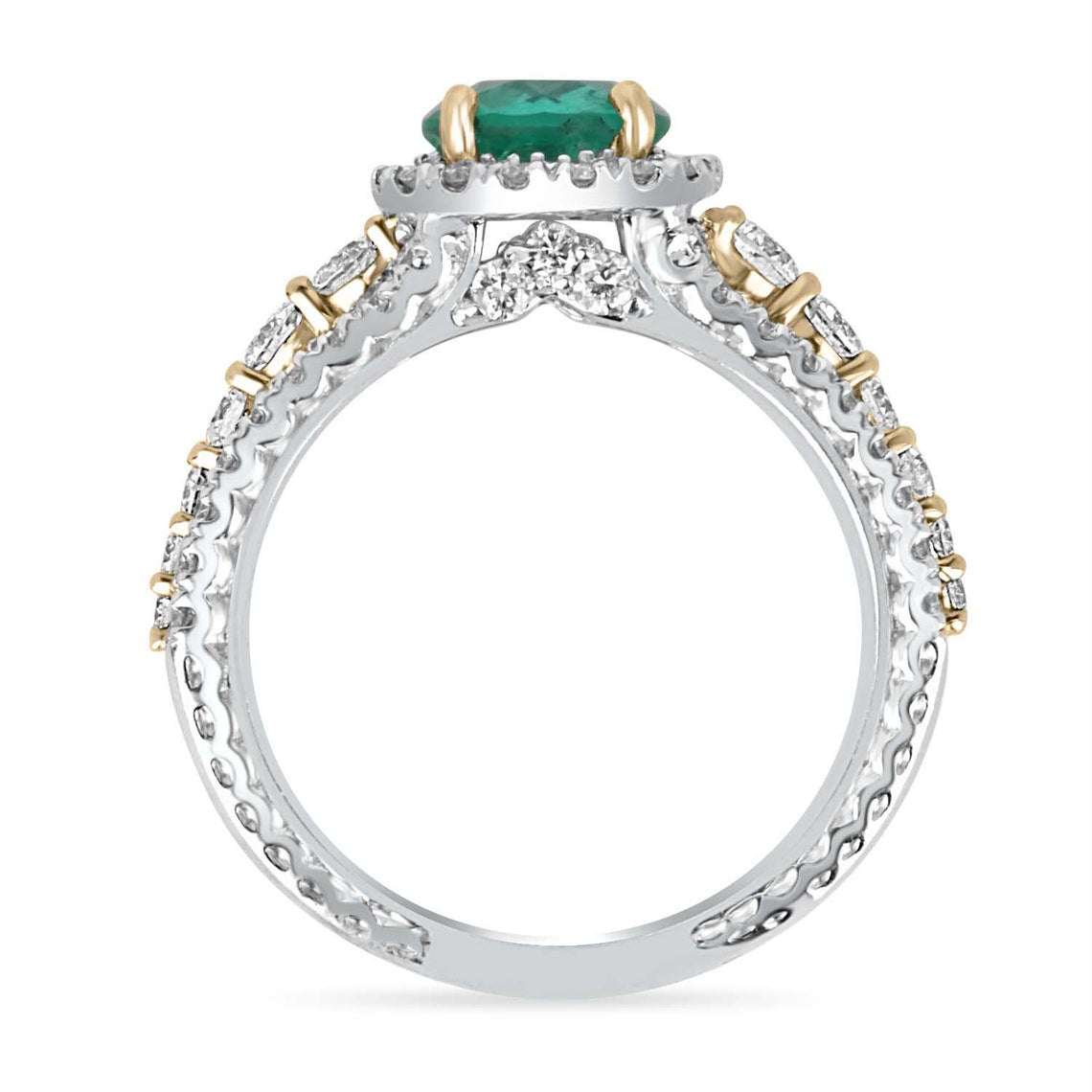 Round Emerald & Diamond Halo Engagement Earrings