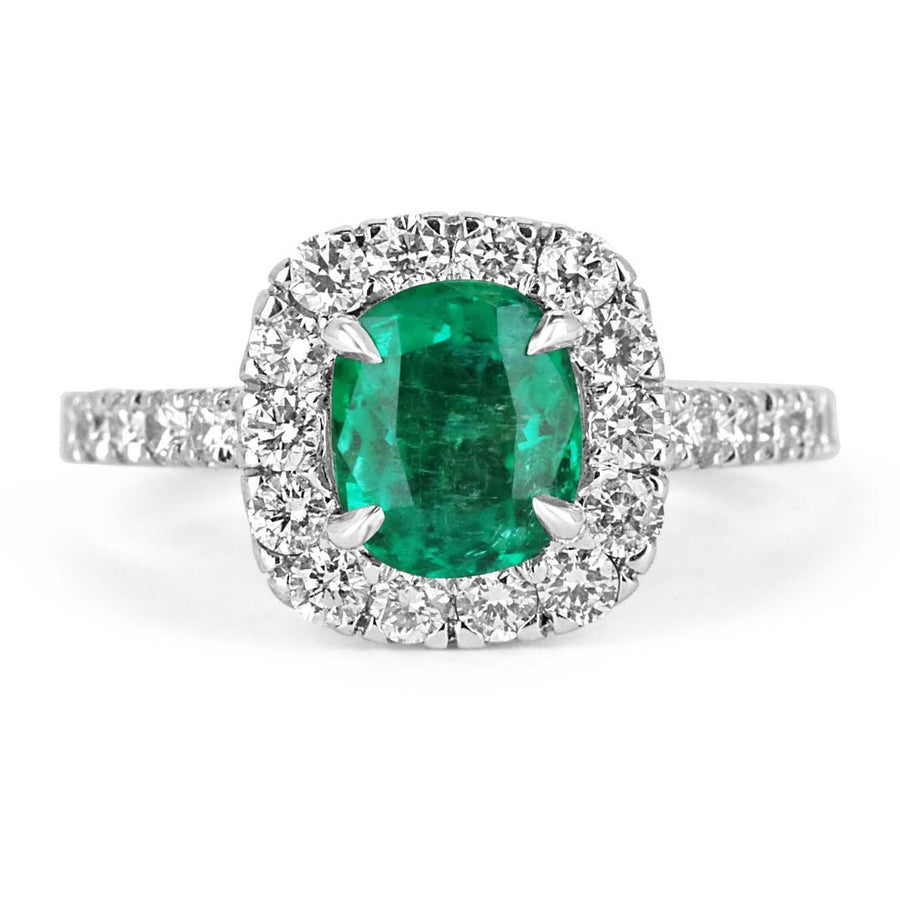 Carat Emerald 14 Karat White Gold Diamond Cocktail Ring 14K