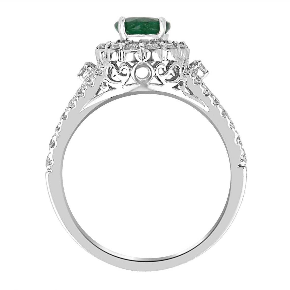 1.30tcw Oval Emerald & Diamond Halo Statement Ring 14K