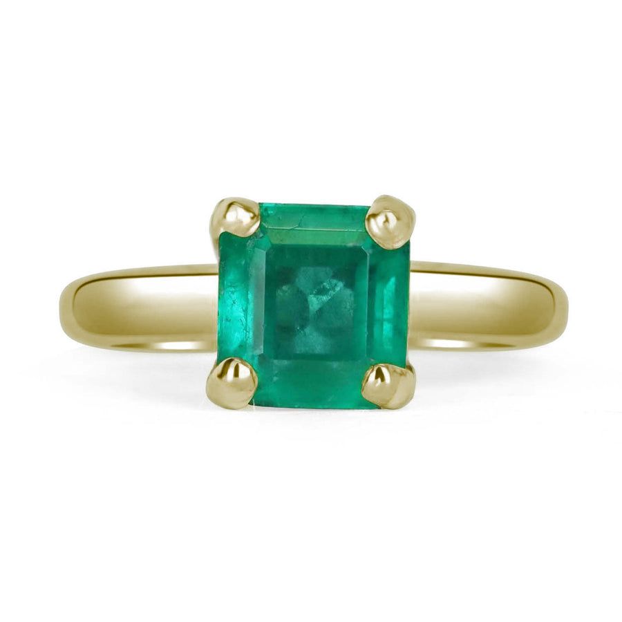 1.95cts White Gold Natural Colombian Emerald Solitaire Ring 14K